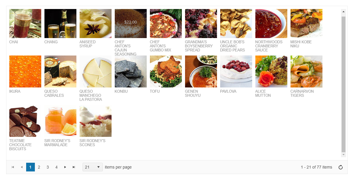 Sample Telerik UI for ASP.NET Core ListView