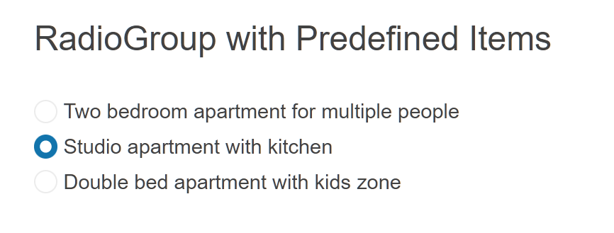 Sample Telerik UI for ASP.NET Core RadioGroup