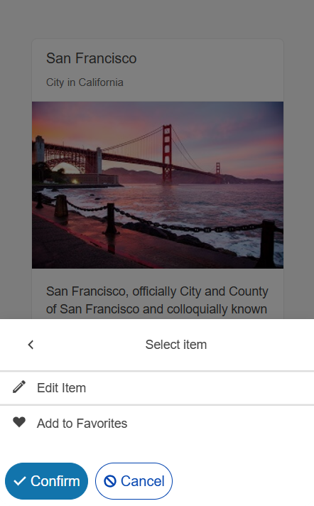 Sample Telerik UI for ASP.NET Core ActionSheet