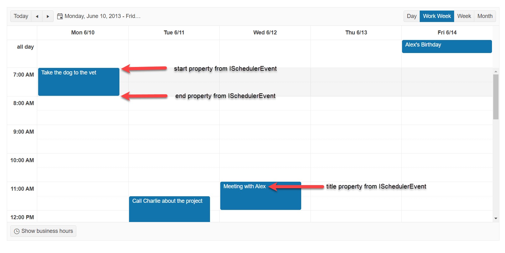 Sample Telerik UI for ASP.NET Core Scheduler