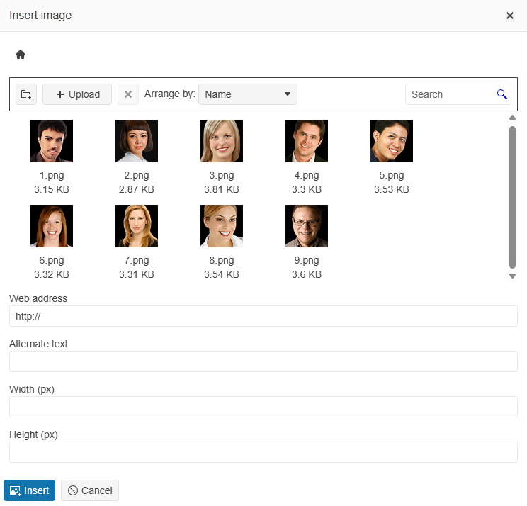 Advanced Image Browser Dialog of the Telerik UI for ASP.NET Core Editor
