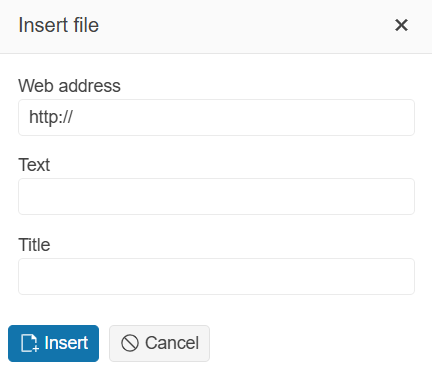 Default File Browser Dialog of the Telerik UI for ASP.NET Core Editor
