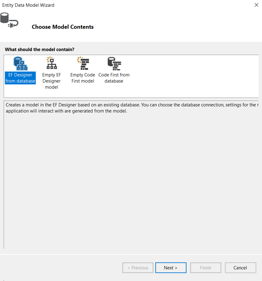 UI for ASP.NET MVC A new entity data model