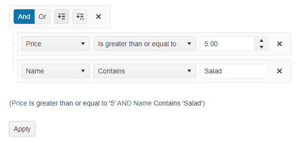Sample Telerik UI for ASP.NET MVC Filter