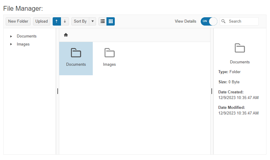 Sample Telerik UI for ASP.NET MVC FileManager
