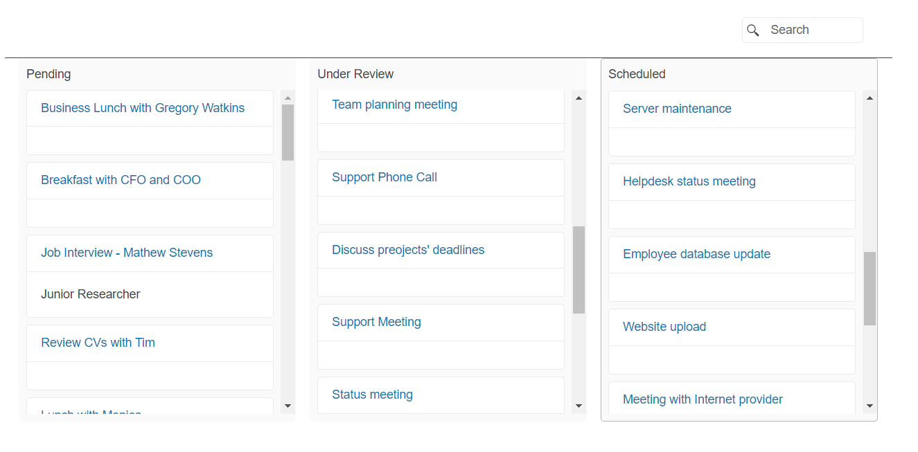 Sample Telerik UI for ASP.NET MVC TaskBoard