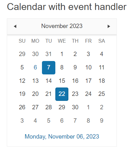 Sample Telerik UI for ASP.NET MVC Calendar