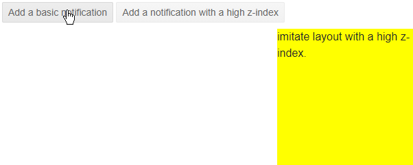 notification z-index settings and behavior