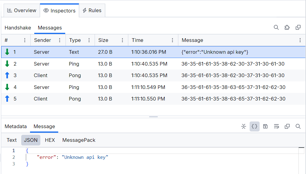 WebSocket and gRPC Message Inspector