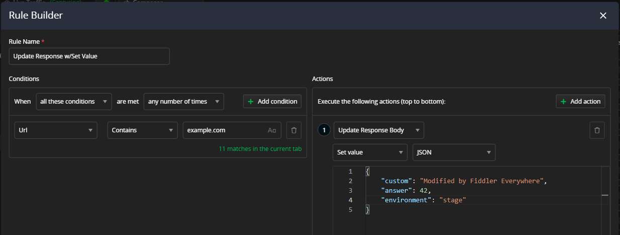 Update Response Body with Set Value