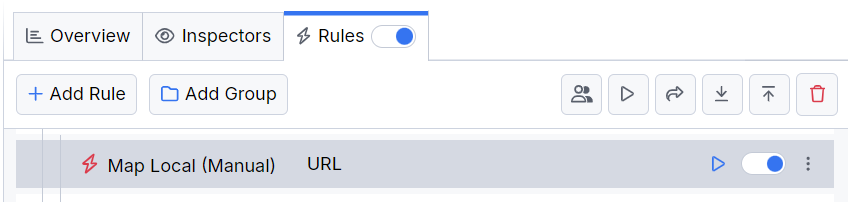 Activating the "Map Local (Manual)" rule