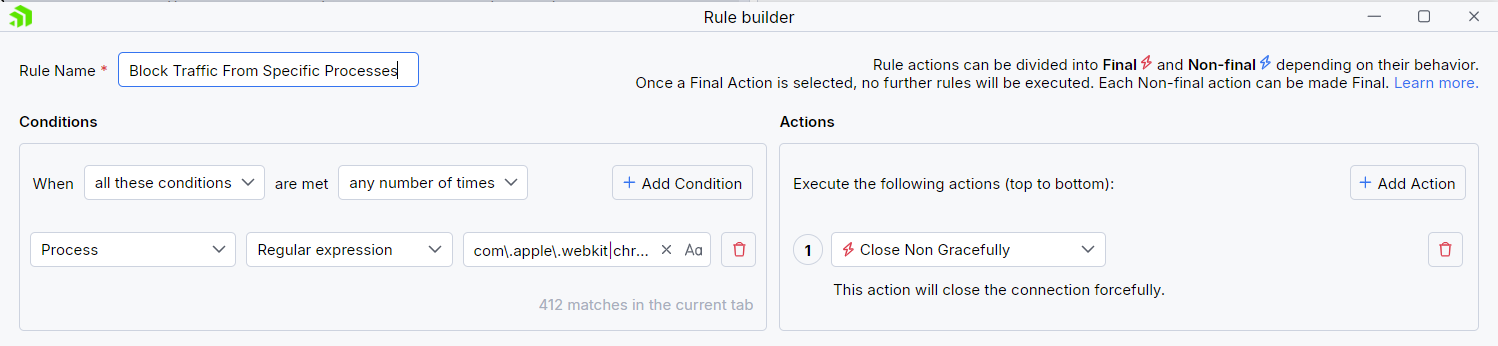 a rule with a final action
