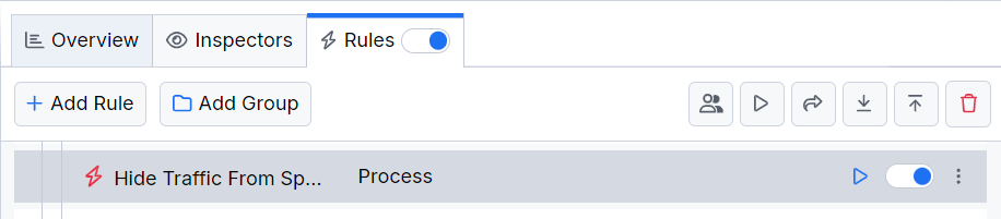 Activating the "Hide Traffic from Specific Processes" rule