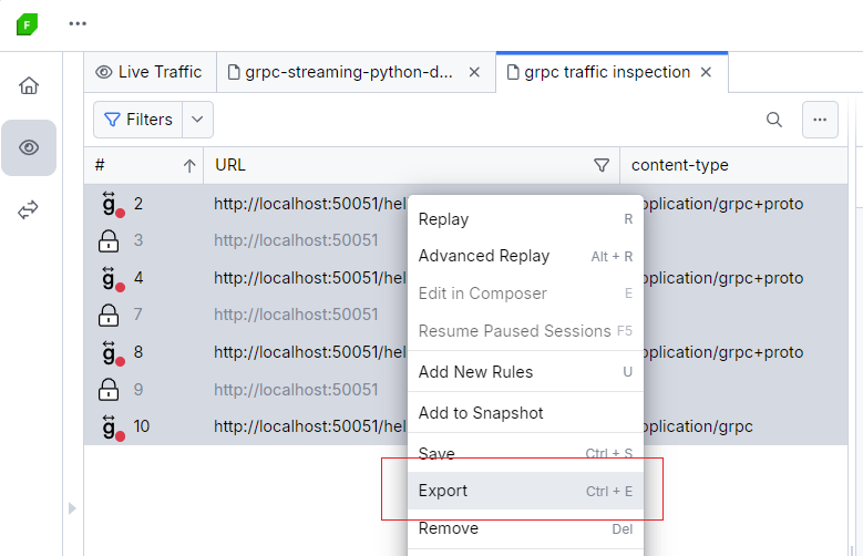 Export SAZ from Live Traffic