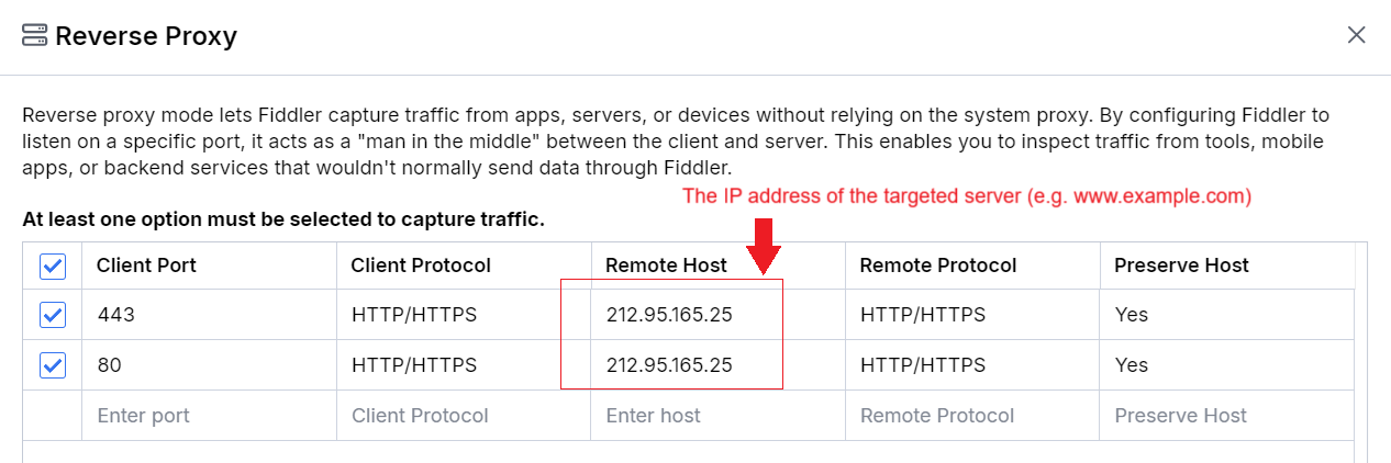 creating reverse proxy rule for remote server