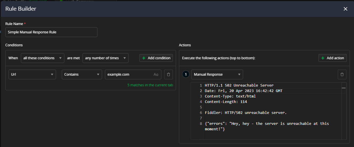 Sample unreachable host rule