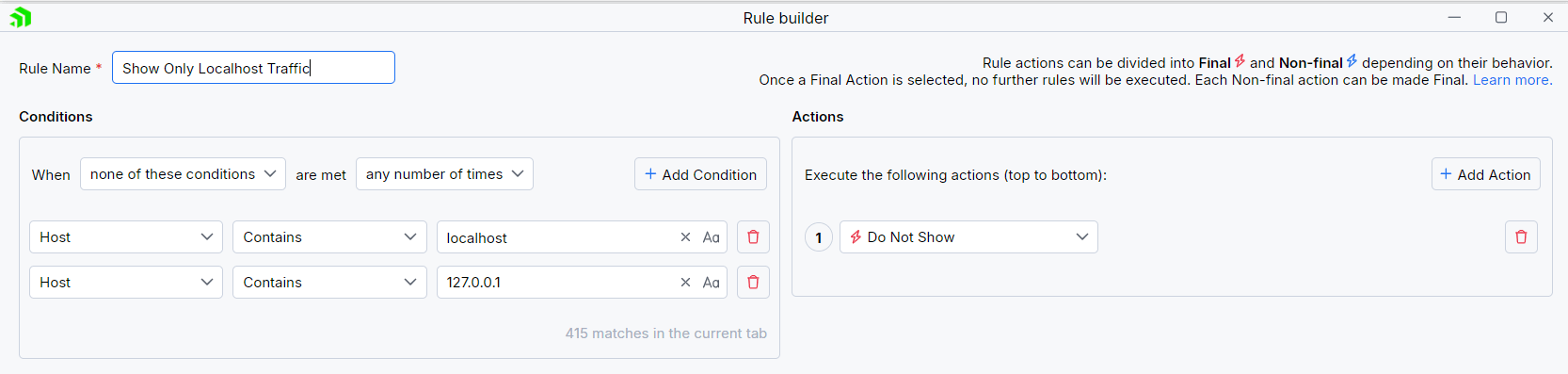 Creating "Show Only Localhost Traffic" rule