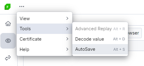 Auto save in "Tools" menu