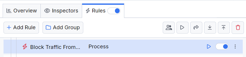 Activating the "Block Traffic to Specific Processes" rule