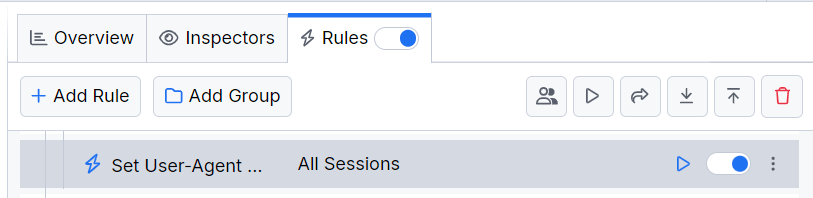 Activating the "Set User-Agent Chrome Windows" rule