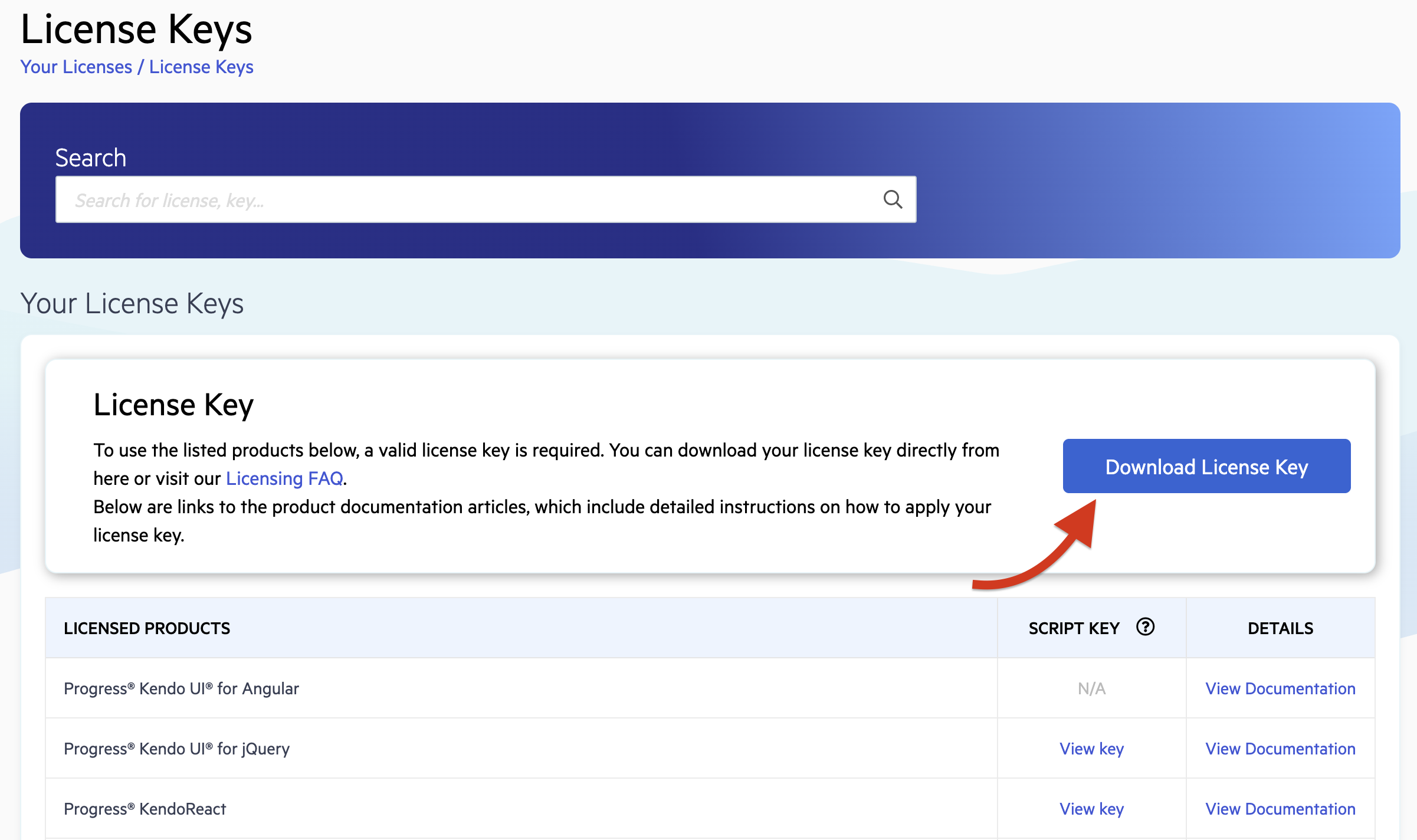 Telerik Account - License Keys - Kendo UI for Angular Download
