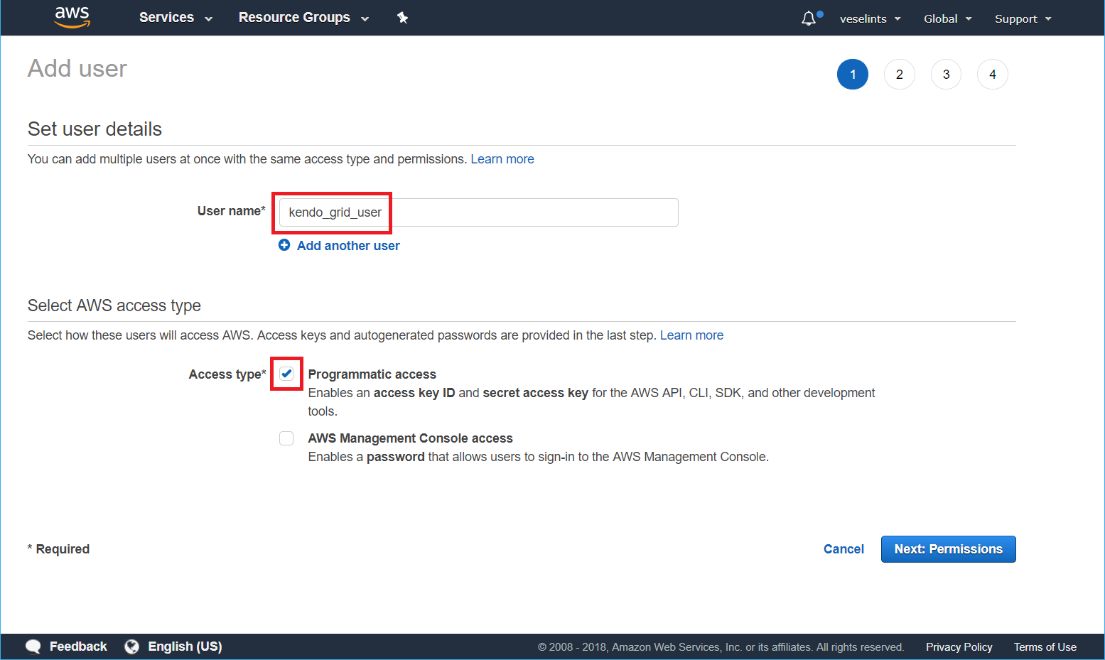 Kendo UI for Angular - Cloud Integration - How to add a new user in Amazon DynamoDB