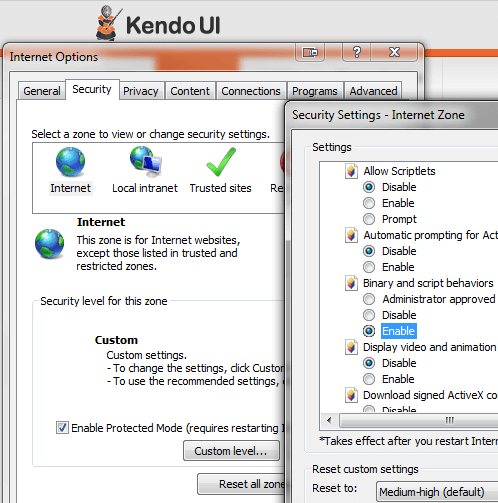 Kendo UI for jQuery Options and settings to apply to render the chart graphics