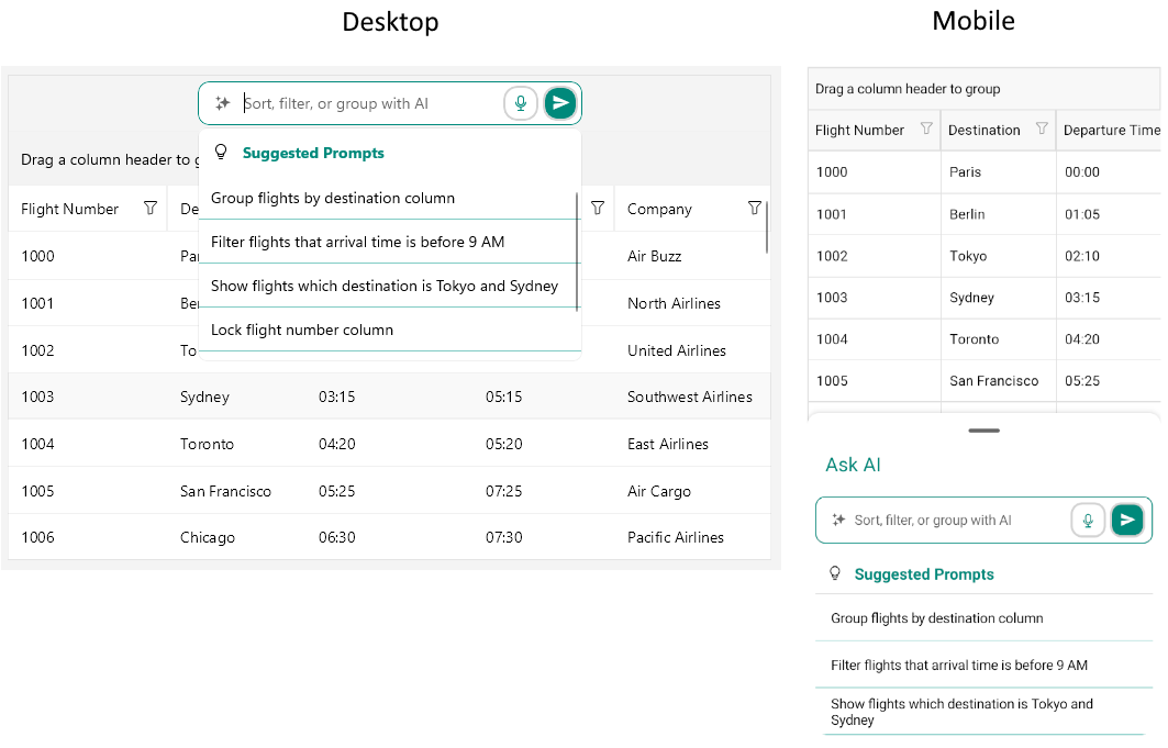 DataGrid AI Smart Assistant Styling