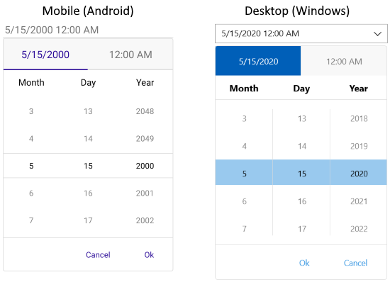 DateTimePicker Picker Mode