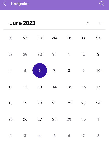 .NET MAUI Calendar navigation in the current view through the navigation buttons