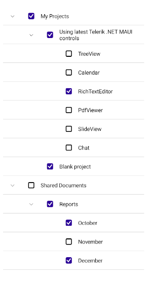.NET MAUI TreeView Independent Mode