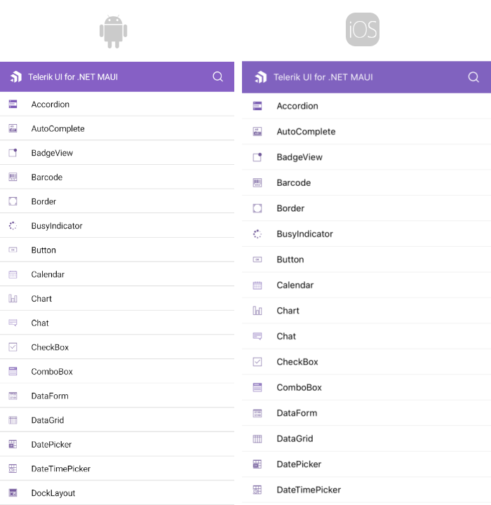 Telerik UI for .NET MAUI SDKBrowser App Android iOS