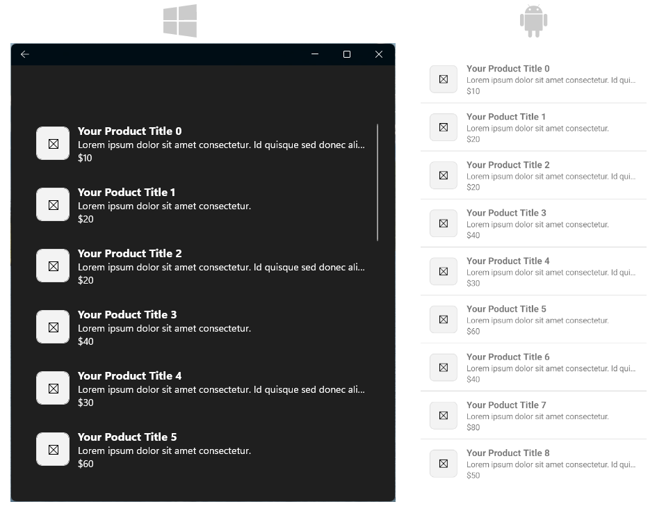 .NET MAUI Products Page