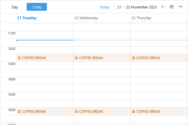 Telerik .NET MAUI Scheduler Special Slot Template