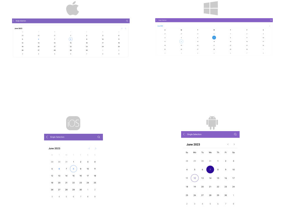 .NET MAUI Calendar Single Selection