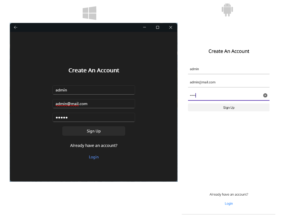 .NET MAUI Register Page