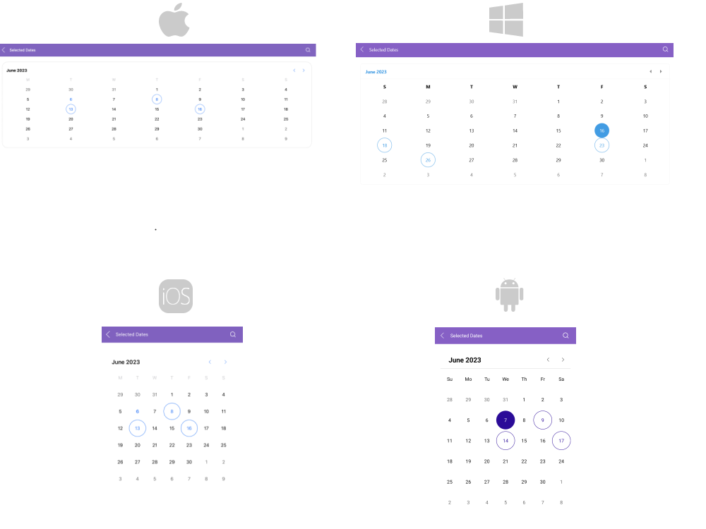 .NET MAUI Calendar Selected Dates