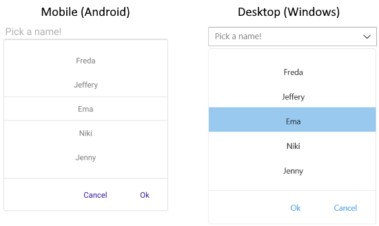 ListPicker DropDown Picker Mode