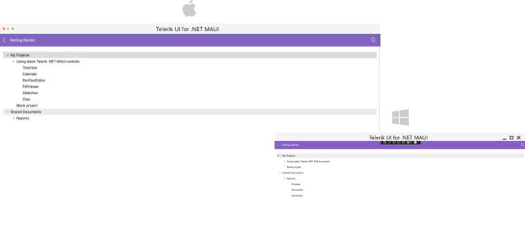Telerik UI for .NET MAUI TreeView Getting Started on desktop platforms