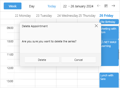 Telerik .NET MAUI Scheduler DeleteAppointmentChoiceDialog