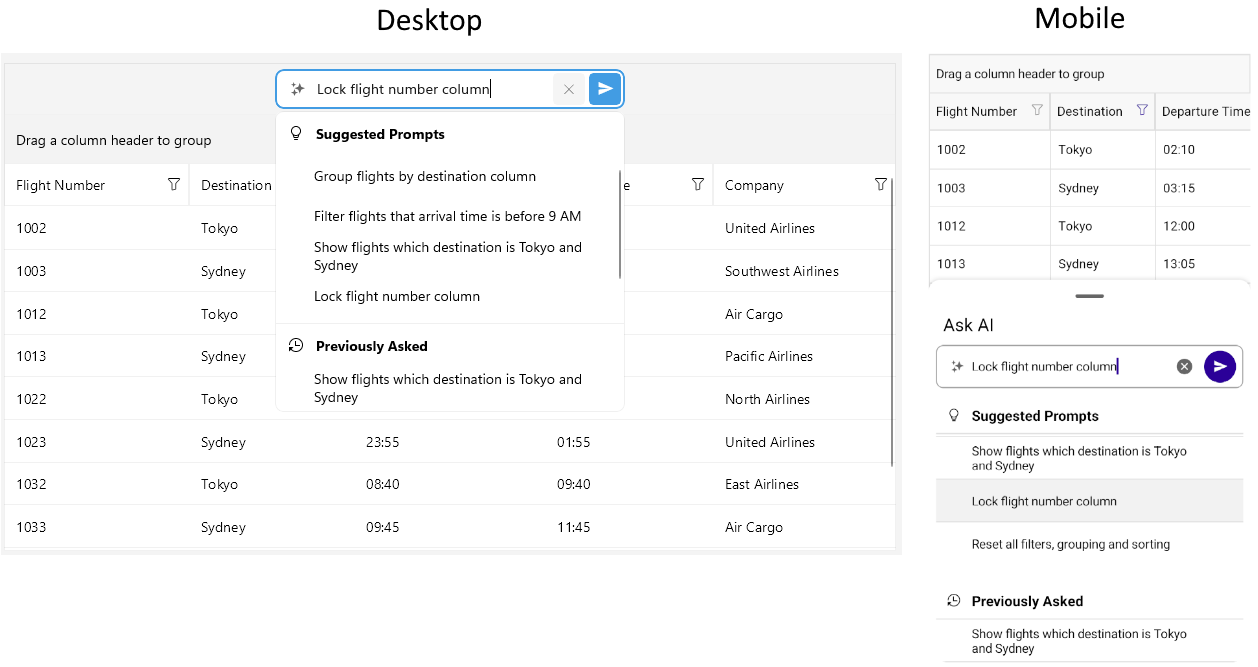 .NET MAUI DataGrid AI Smart Assistant Panel
