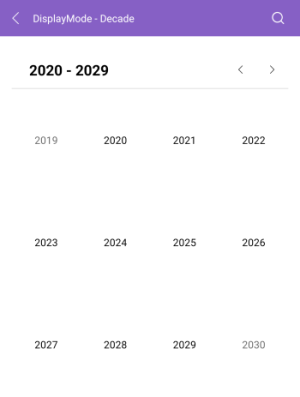 .NET MAUI Calendar Decade View