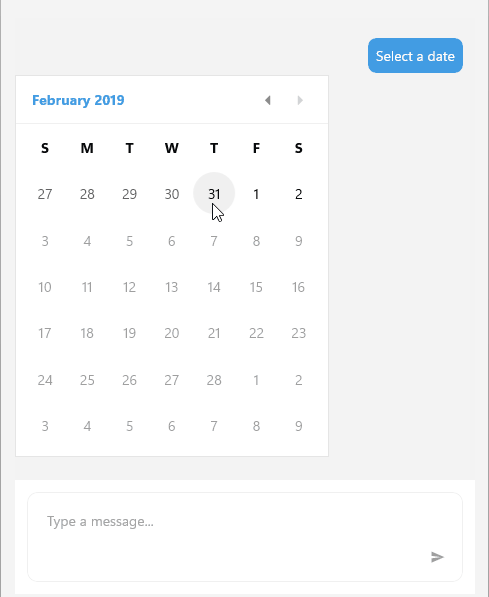 .NET MAUI Chat DatePicker Select Date