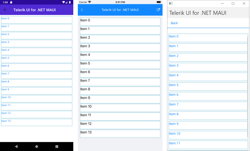 .NET MAUI ListView Layouts Linear Vertical