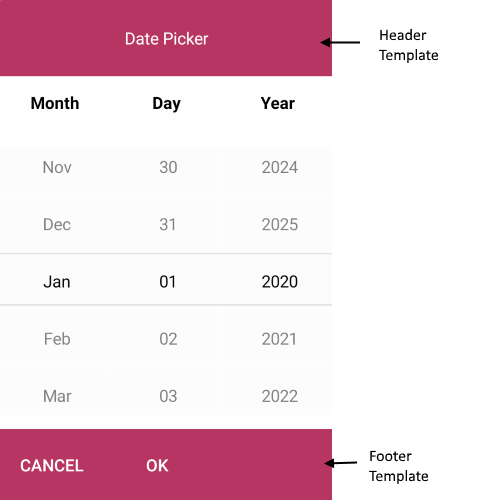 DatePicker FooterTemplate