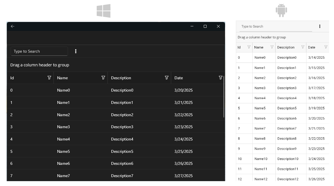 .NET MAUI Scaffolding screen look
