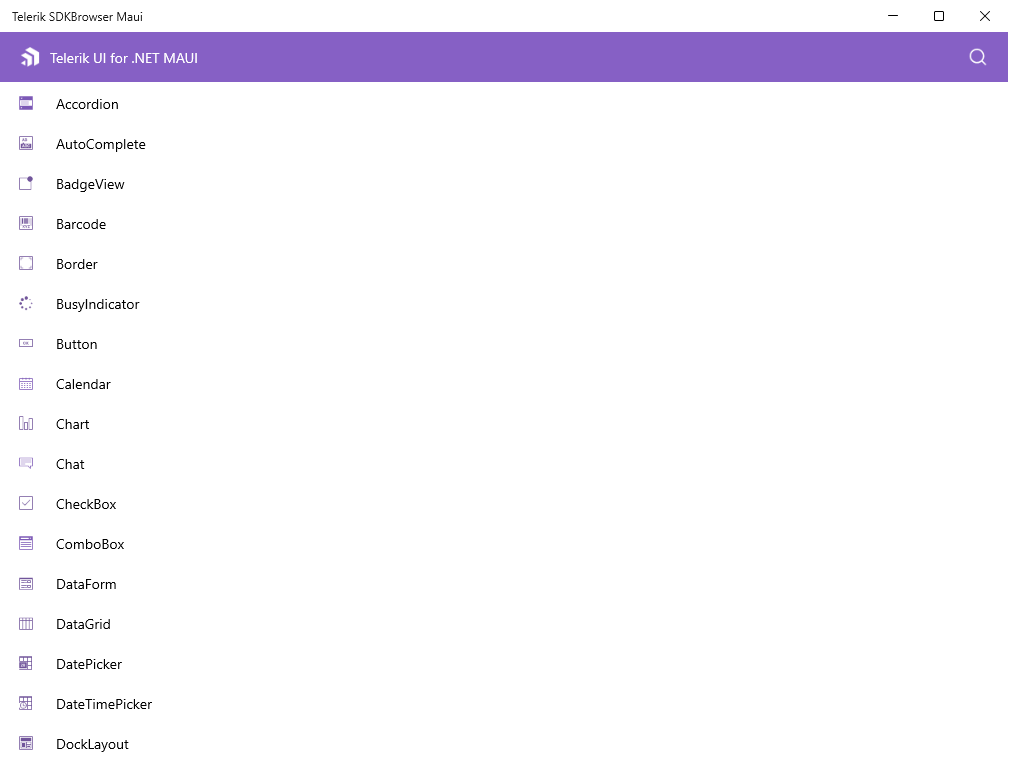 Telerik UI for .NET MAUI SDKBrowser App WinUI