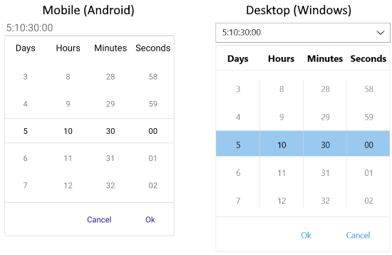 TimeSpanPicker Picker Mode