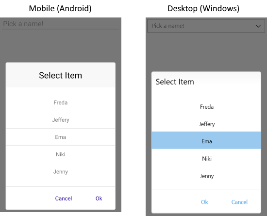 ListPicker Popup Picker Mode