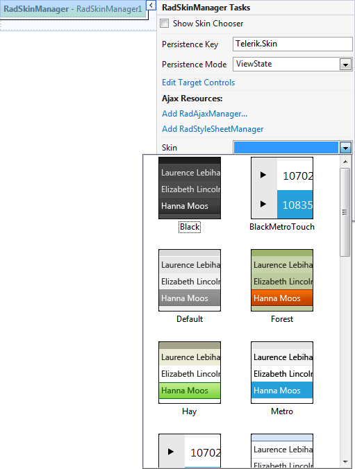 RadSkinManager - Design time RadSkinManager - Design time